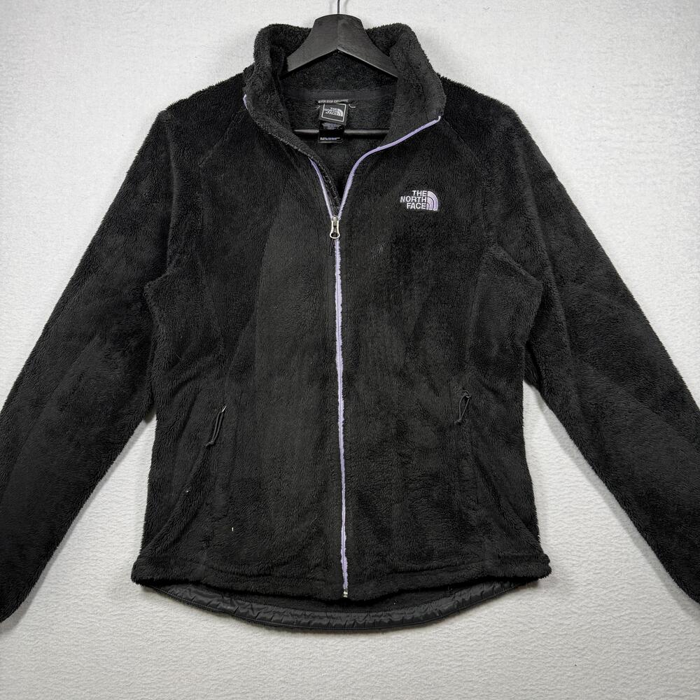 The North Face Jacket Womens Medium Black Purple High Pile Fleece Full Zip Soft